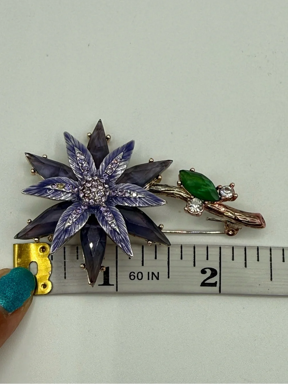 Napier Purple Crystal Flower Brooch Pin Vintage Style Floral Statement Jewelry - Picture 10 of 12
